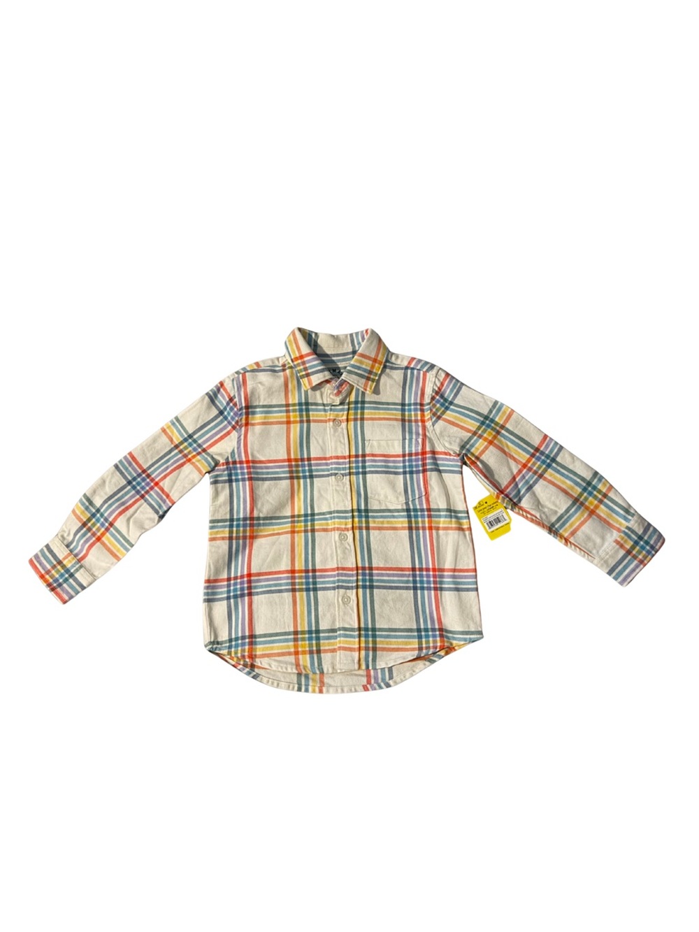 Primary - Rainbow Plaid Flannel Button Down Marshmallow NWT Size 4
